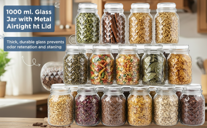 Altitude Glass Jar 1000ml Diamond Square