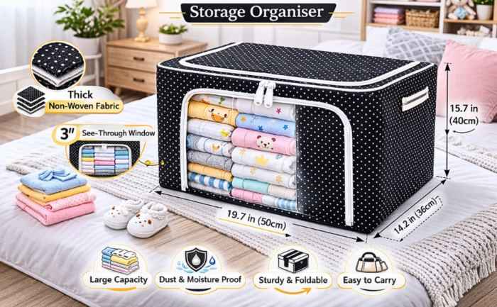 66L Premium Foldable Steel Frame Clothes Organizer Box