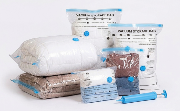 Vacuum Storage Bags with Hand Pump - Set of 5 (2 Small, 2 Medium, 1 Large)
