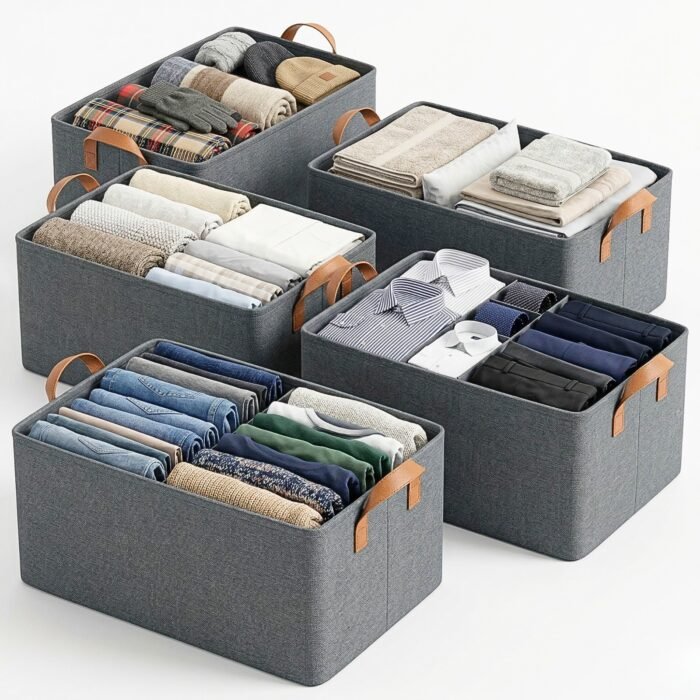 Premium Fabric Wardrobe Organizer Bins